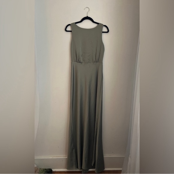 BHLDN Beckett Satin Dress — Green - Picture 6 of 10